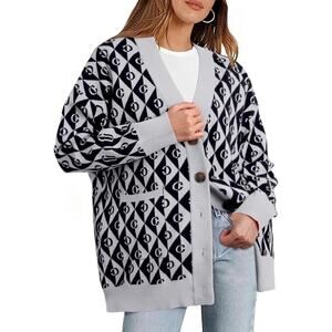 Womens Plus Size Cardigan Sweater V Neck Button Down Oversized Size 16W